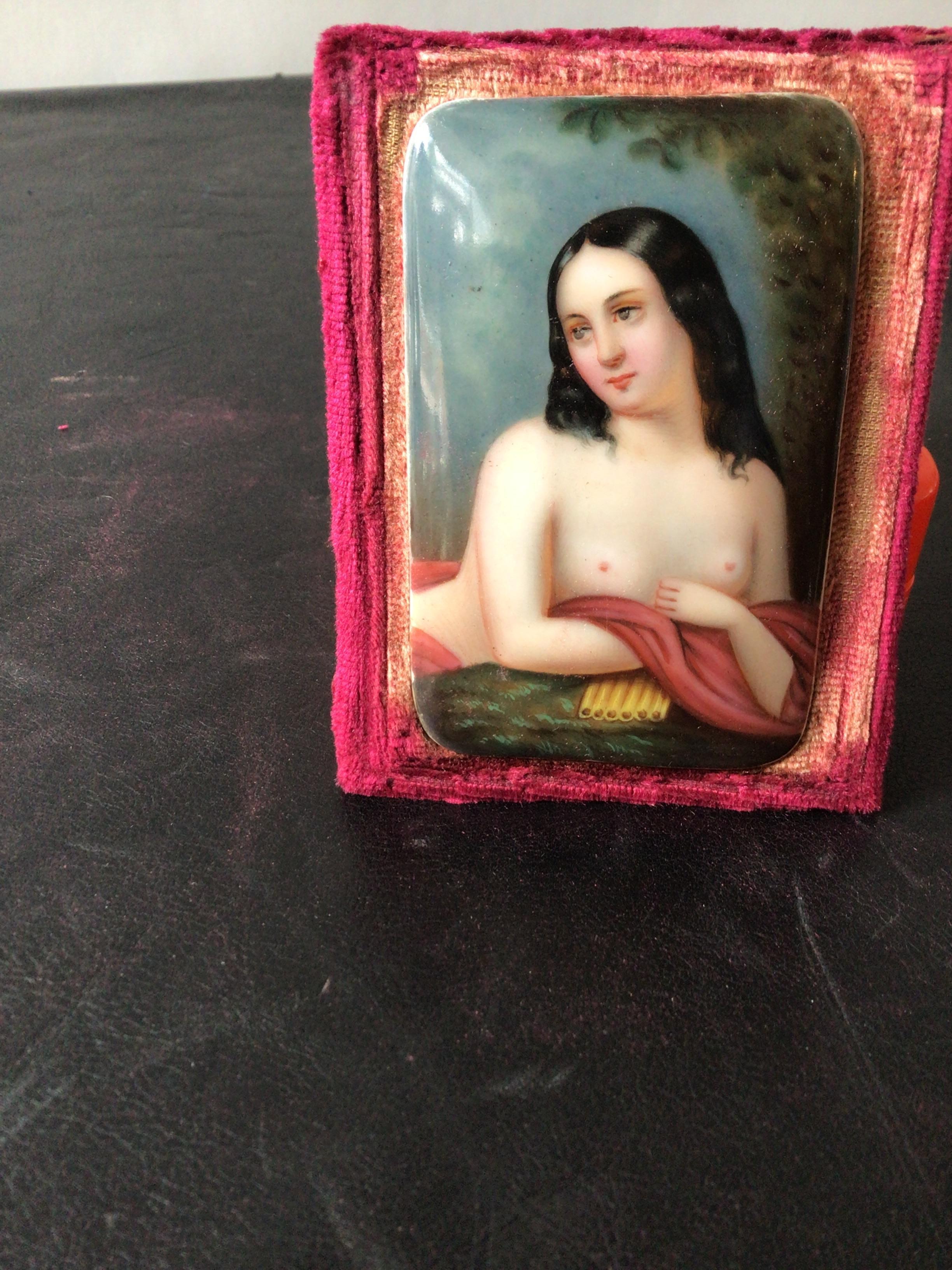 1870s Minature Portrait on Porcelain of Nude Woman For Sale 2