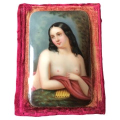 1870s Minature Portrait on Porcelain of Nude Woman