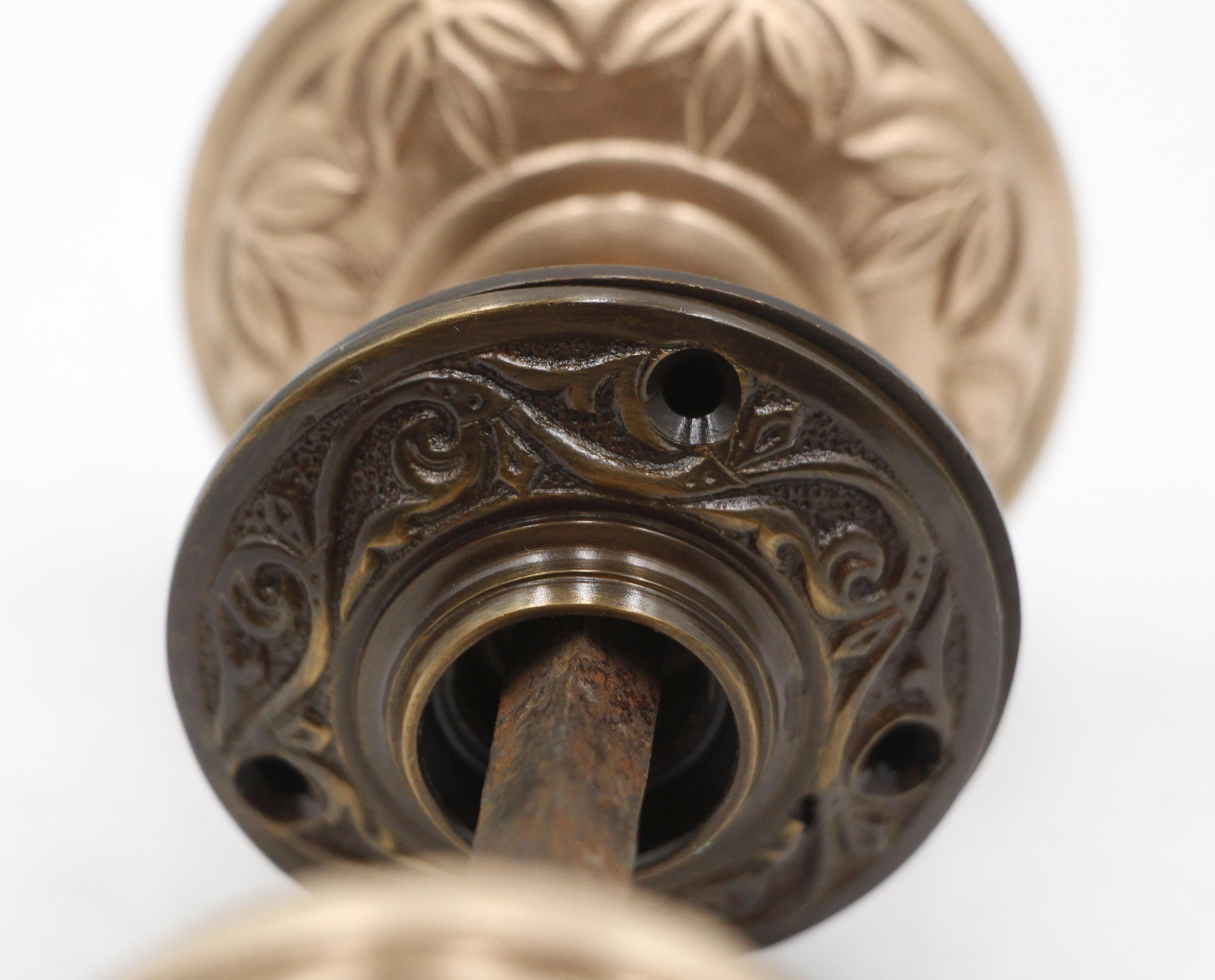 Late 19th Century 1870s Polished Brass 8-Fold Passage Doorknob Set Qty Available For Sale
