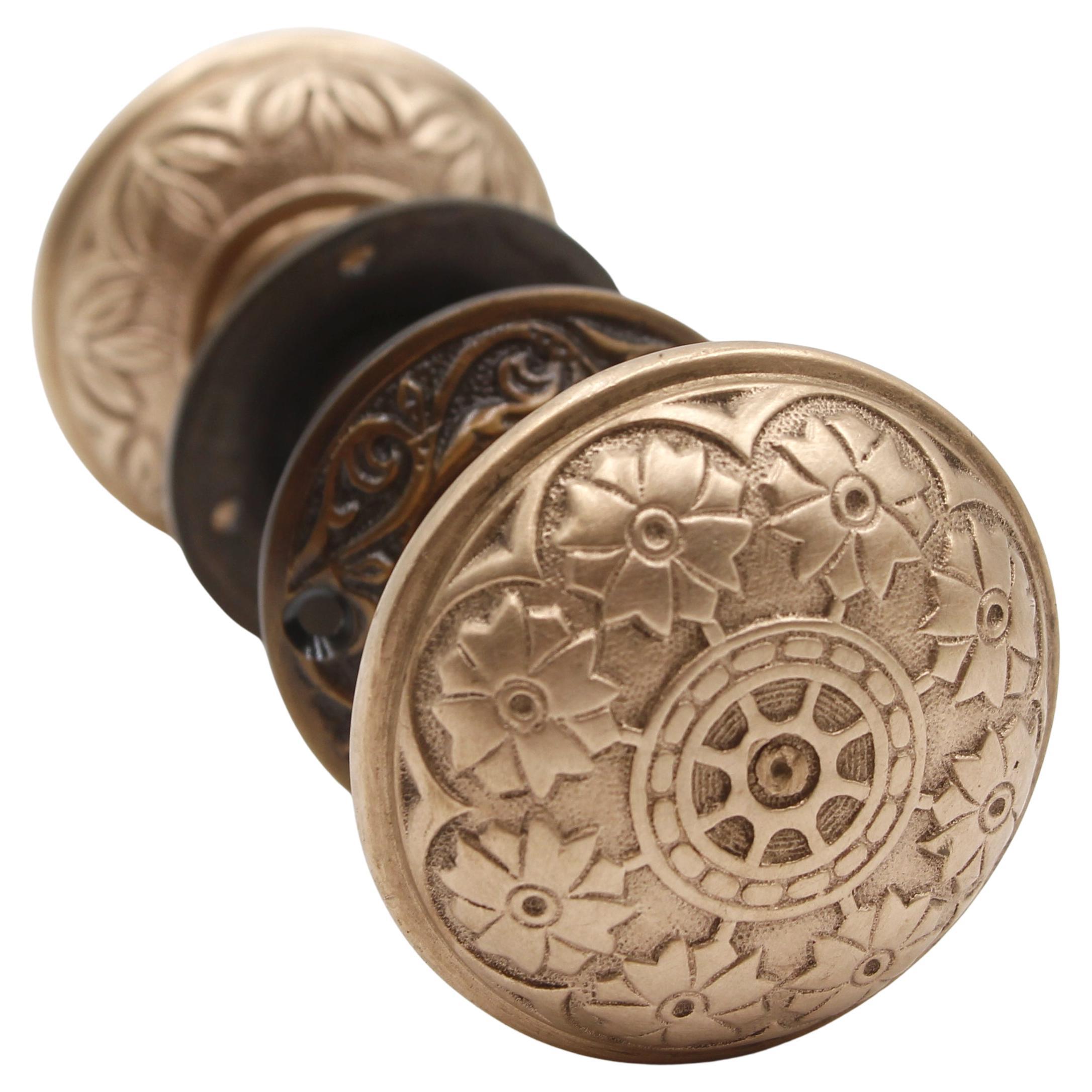 1870s Polished Brass 8-Fold Passage Doorknob Set Qty Available