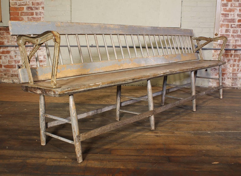 1870s Railroad Station Reversible Flip Back Train Depot Wood And
