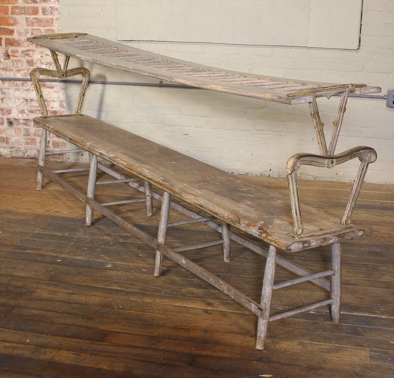 1870s Railroad Station Reversible Flip Back Train Depot Wood and Cast