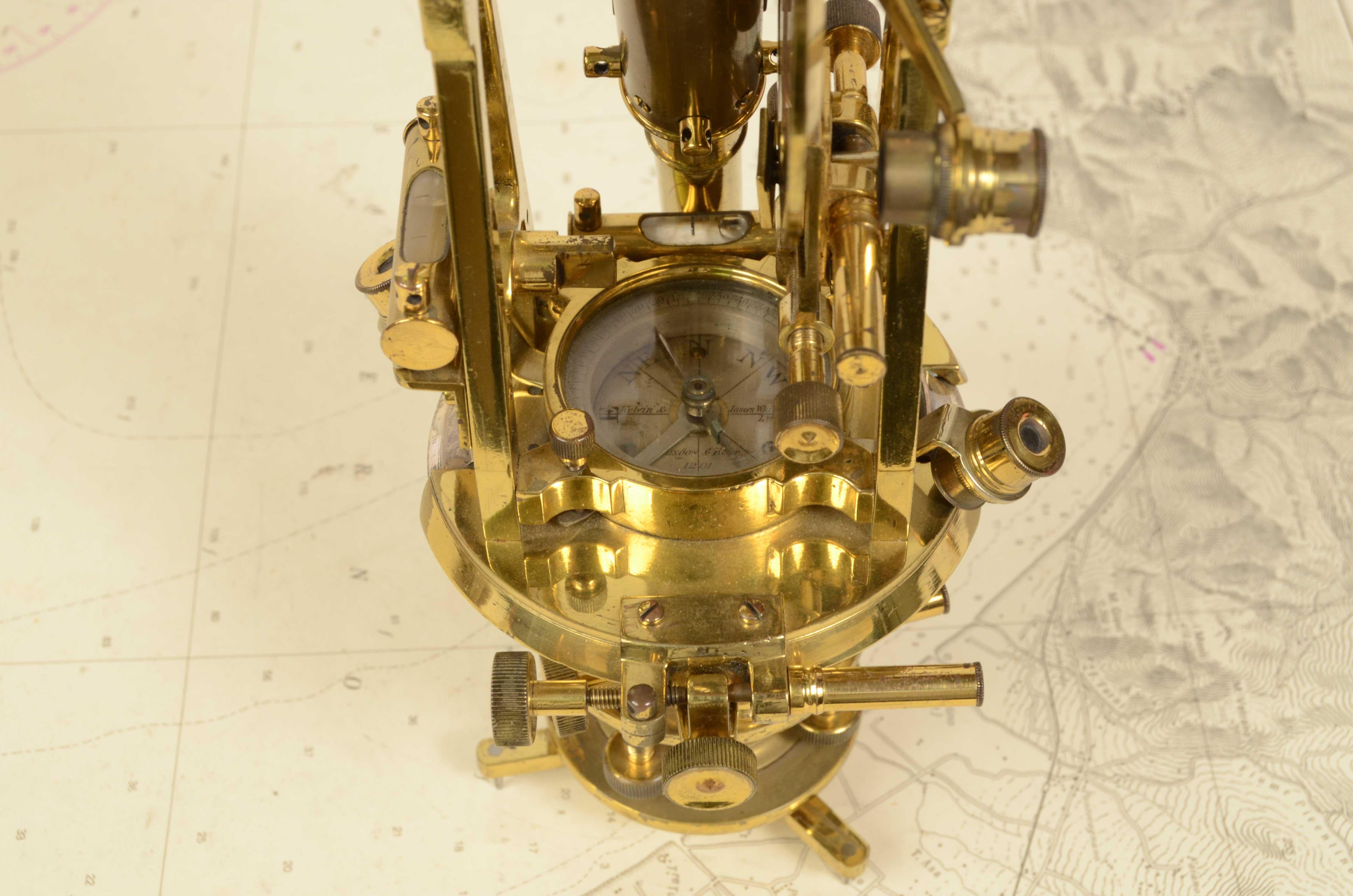 1870s Small Brass Theodolite Kelvin & James White Antique Surveyor's Instrument 9