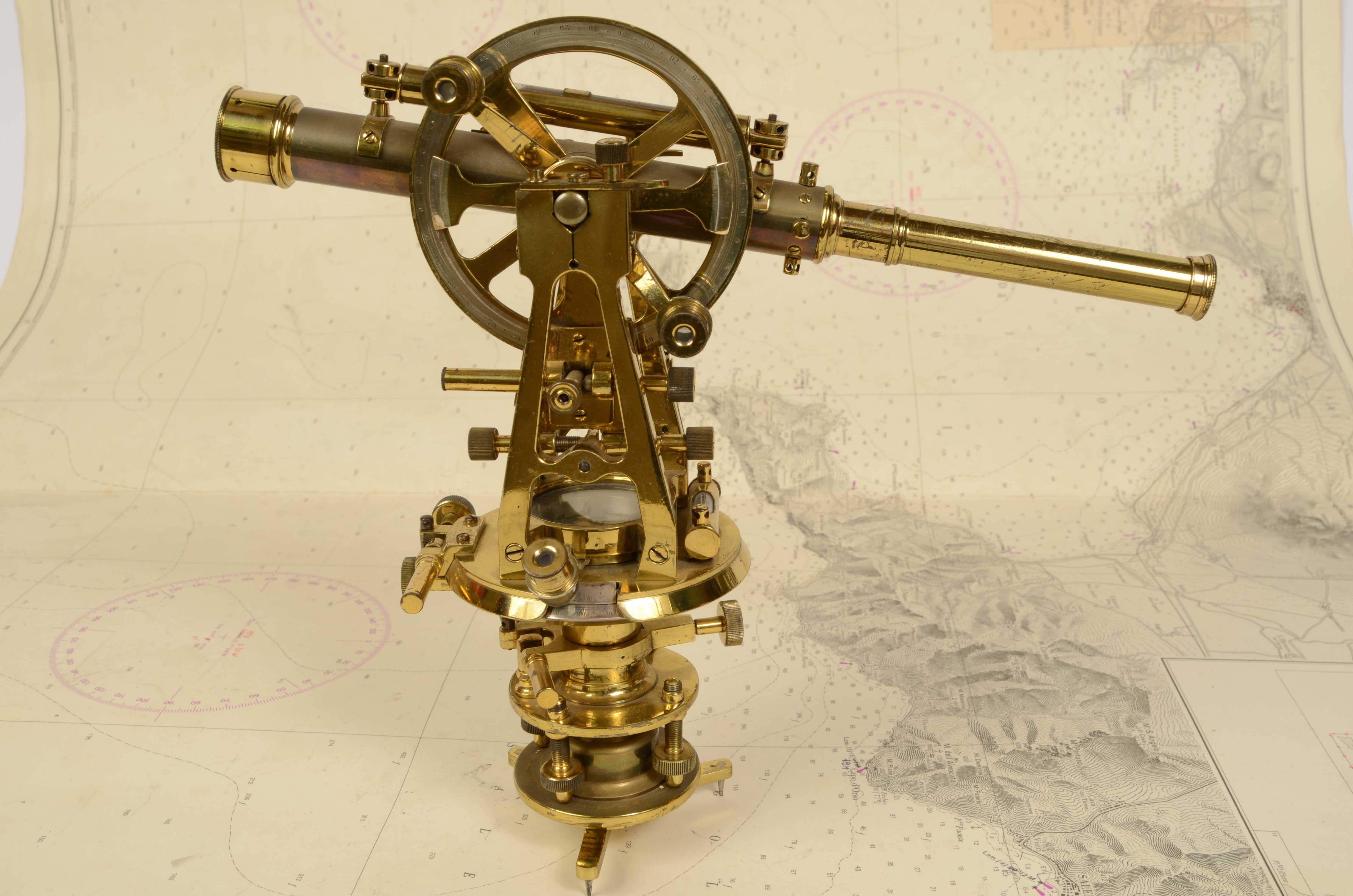 1870s Small Brass Theodolite Kelvin & James White Antique Surveyor's Instrument 1