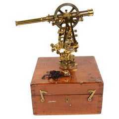 1870s Small Brass Theodolite Kelvin & James White Used Surveyor's Instrument