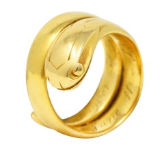 1870's Victorian 18 Karat Yellow Gold Snake Band Antique Ring
