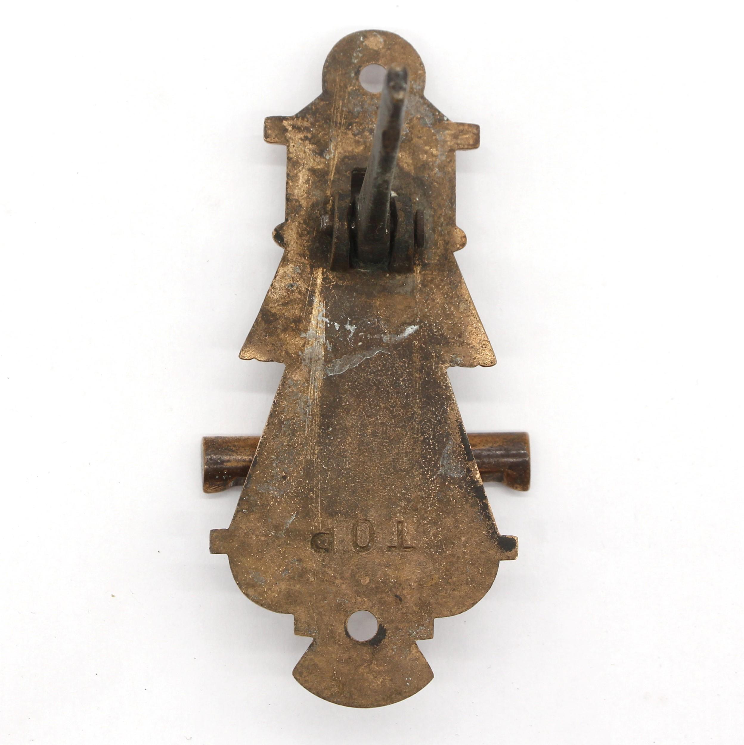 1870s Victorian Bronze Mechanical Doorbell w/ Cast Iron Crank & Eastlake Design 2