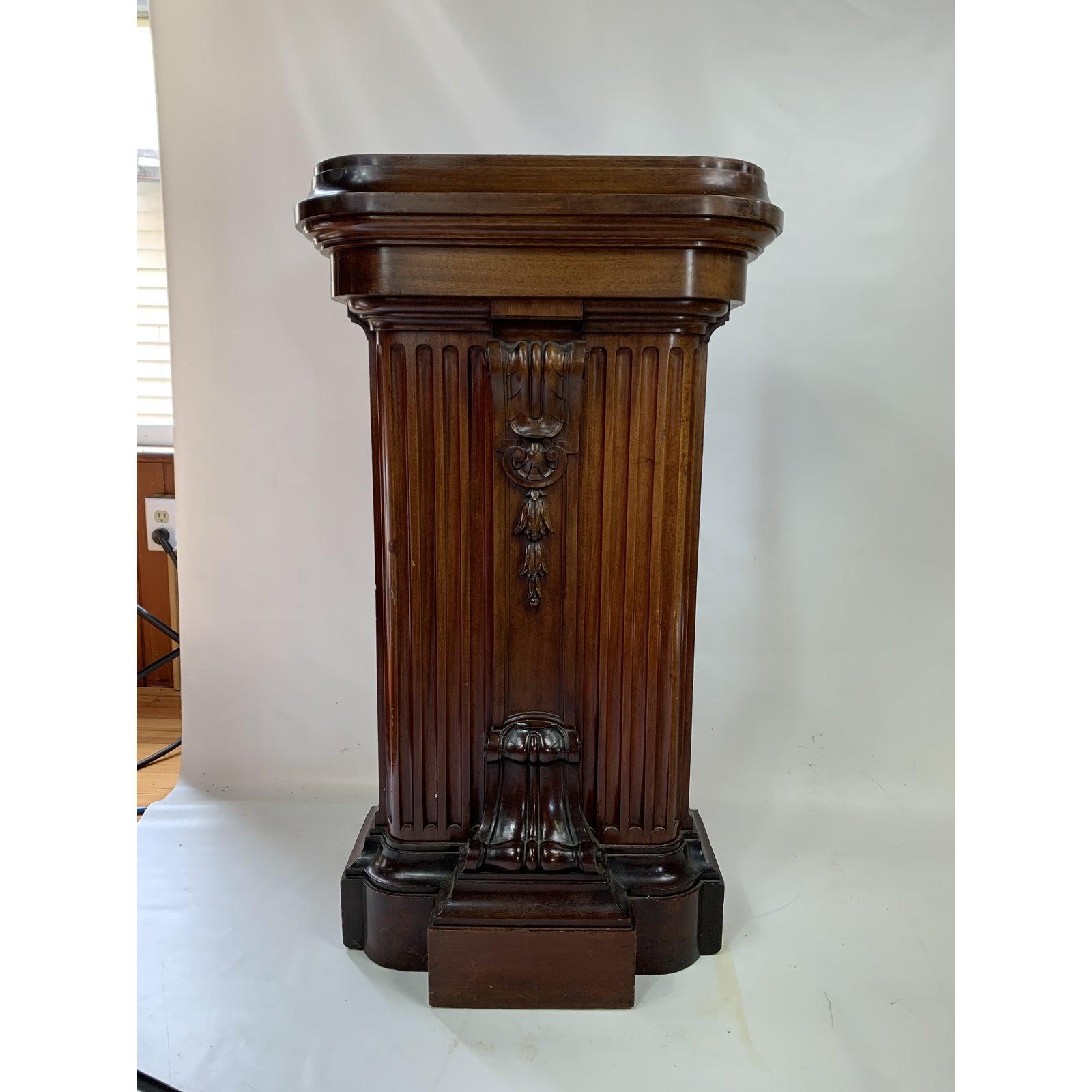 Unknown 1870s Victorian Carved Mahogany Pedestal