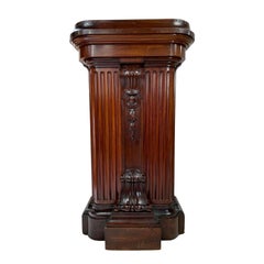 1870s Victorian Carved Mahogany Pedestal