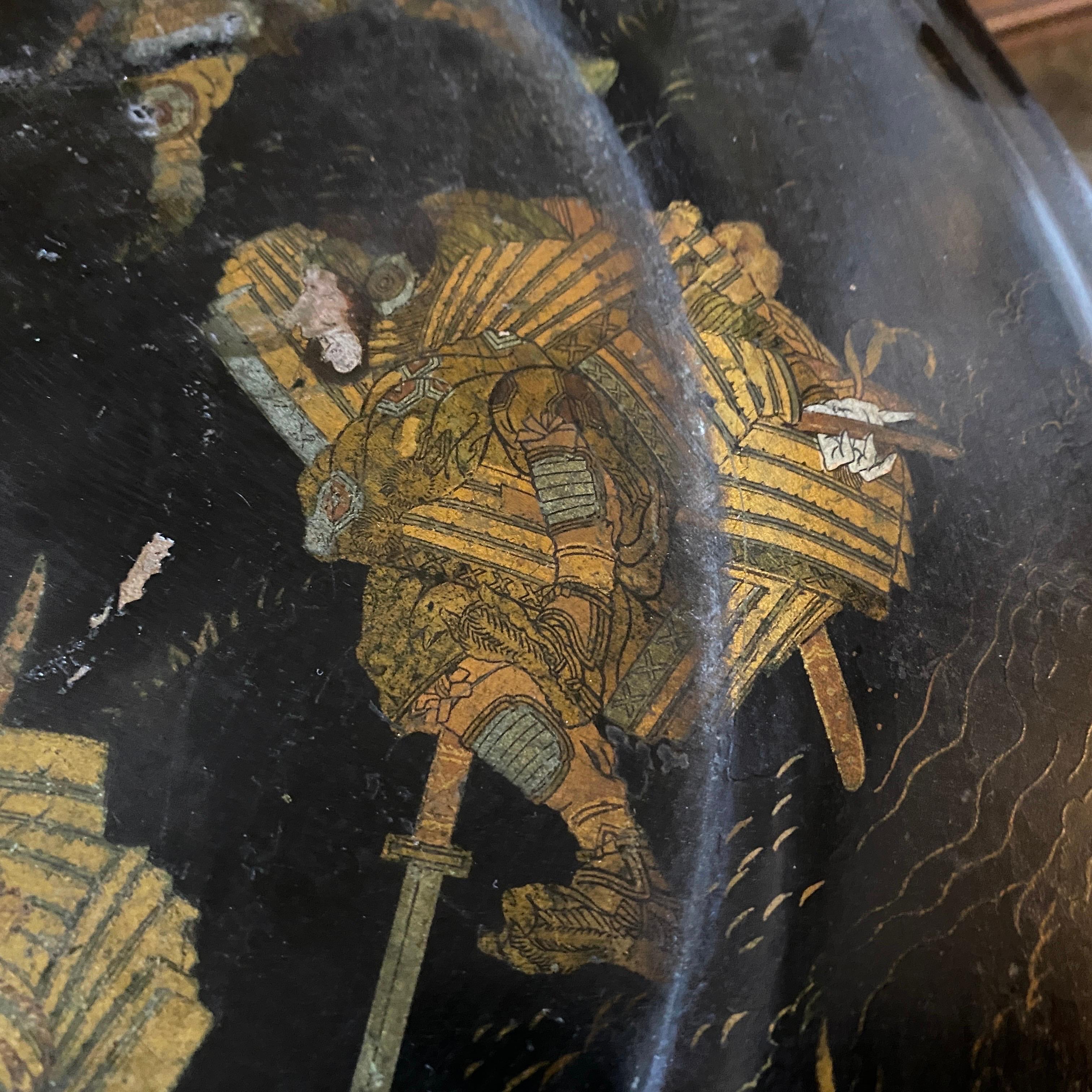 Late Victorian 1870s Victorian Orientalist Papier Maché English Tilt Top Side Table