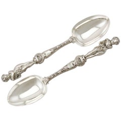 Paire de cuillères de service en argent sterling de style victorien des années 1870