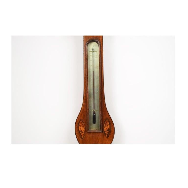 1870s Vintage Mahogany Barometer Signed Verga Weather Measurement Instrument For Sale 2
