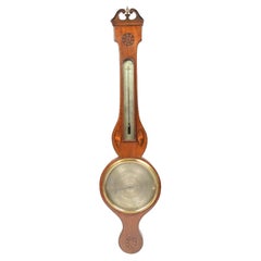 1870s Vintage Mahogany Barometer Signed Verga Weather Measurement Instrument
