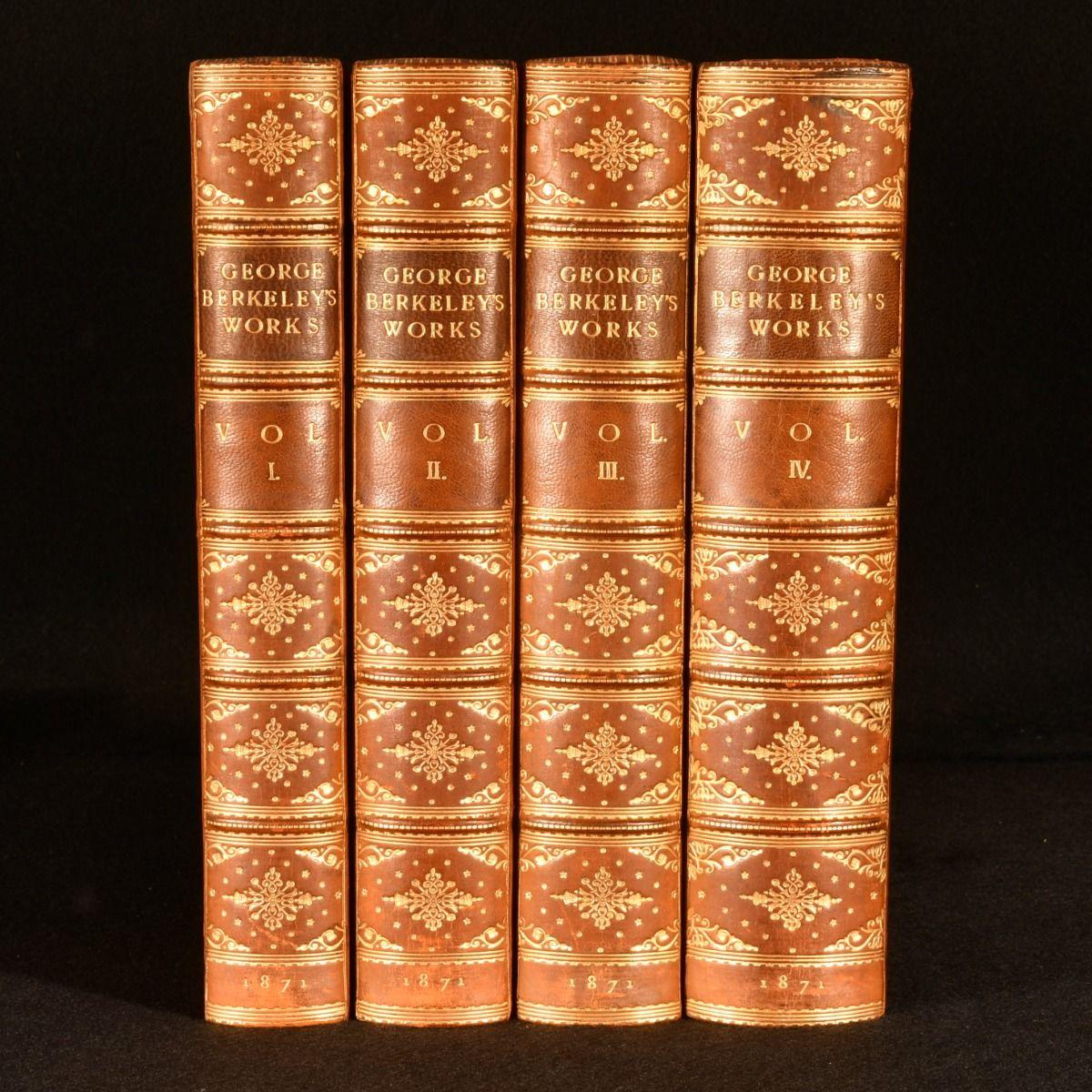 Une élégante reliure Morrell des œuvres de l'évêque George Berkeley, accompagnée d'une vie de l'évêque et d'une sélection de ses lettres.

Complet en quatre volumes.

Relié par Morrell.

Les œuvres rassemblées de George Berkeley, accompagnées d'un