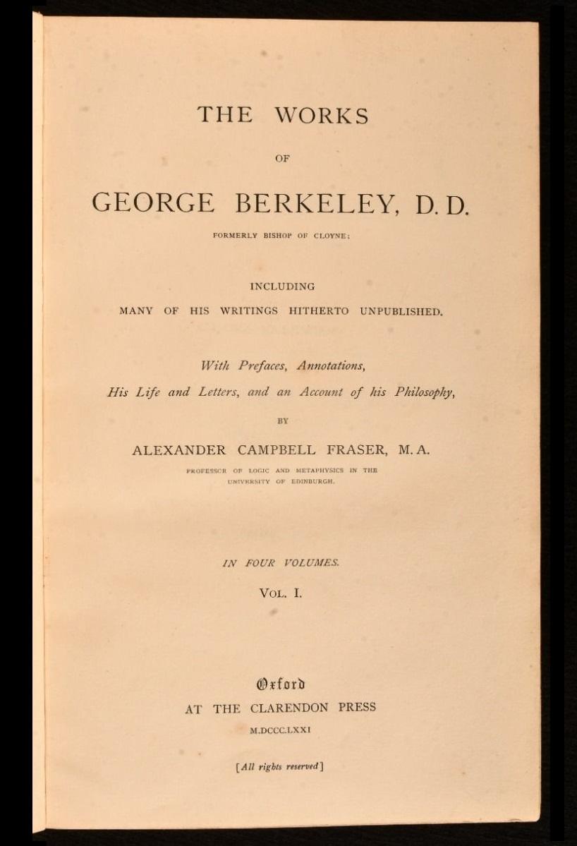 Britannique 1871 The Works of George Berkeley (Les œuvres de George Berkeley) en vente