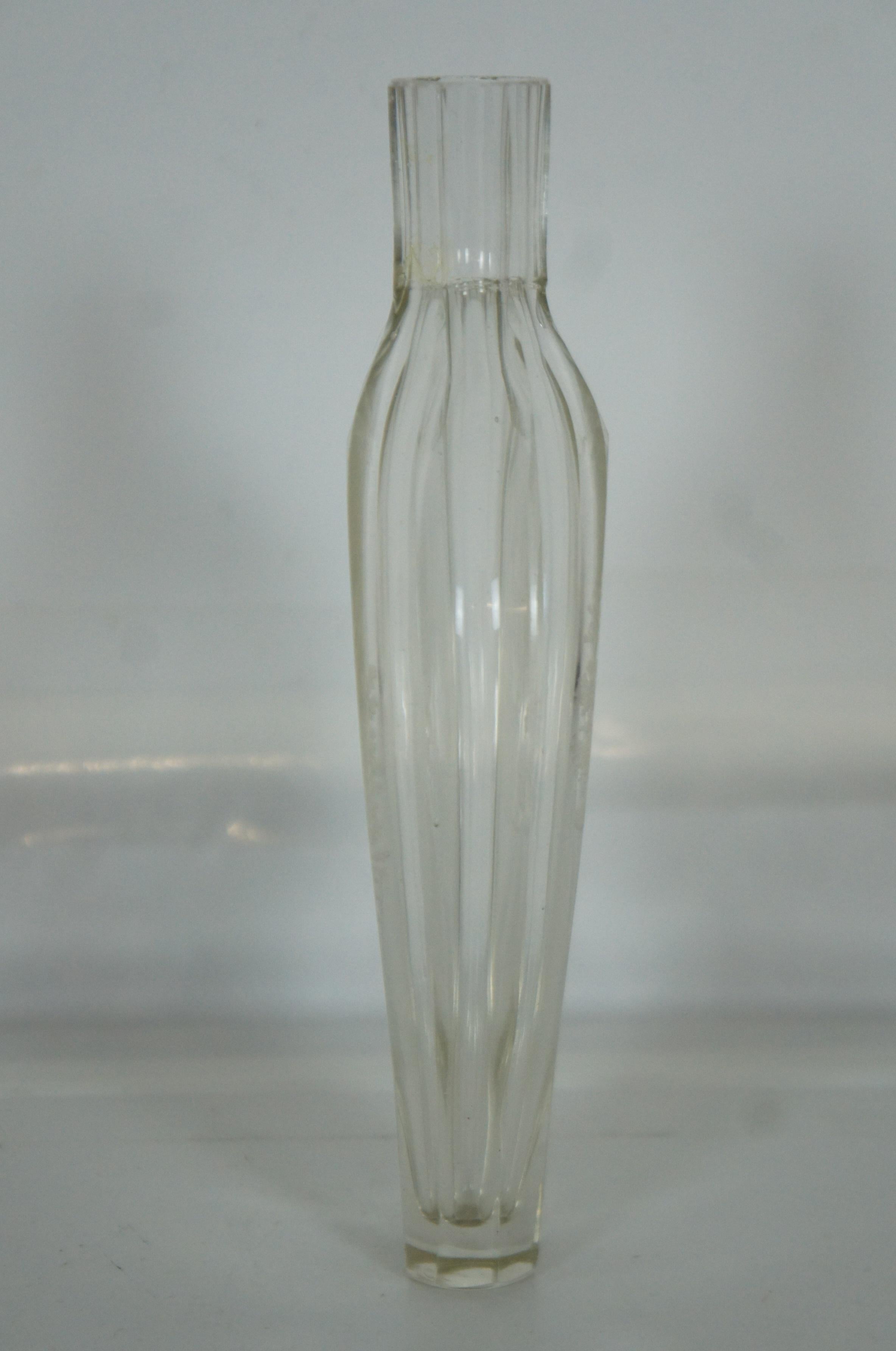 1872 Antique German Etched Glass Perfume Bottle Decanter Bud Vase Stag Deer 1