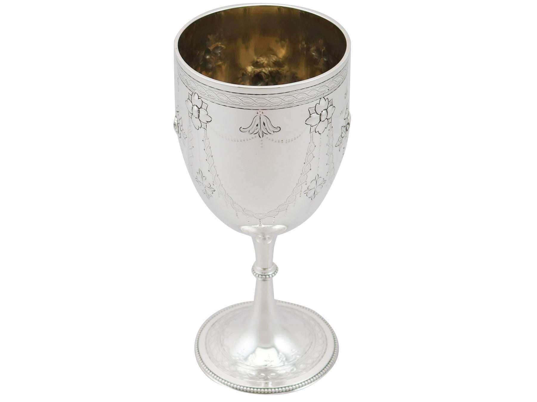 Victorian 1872 Antique Sterling Silver Goblet