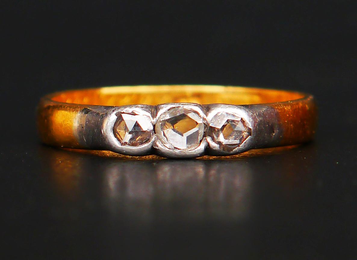 1872 Nordic Ring 0.5 ctw Diamonds solid 23K Gold US 8.25 /4.3g 8