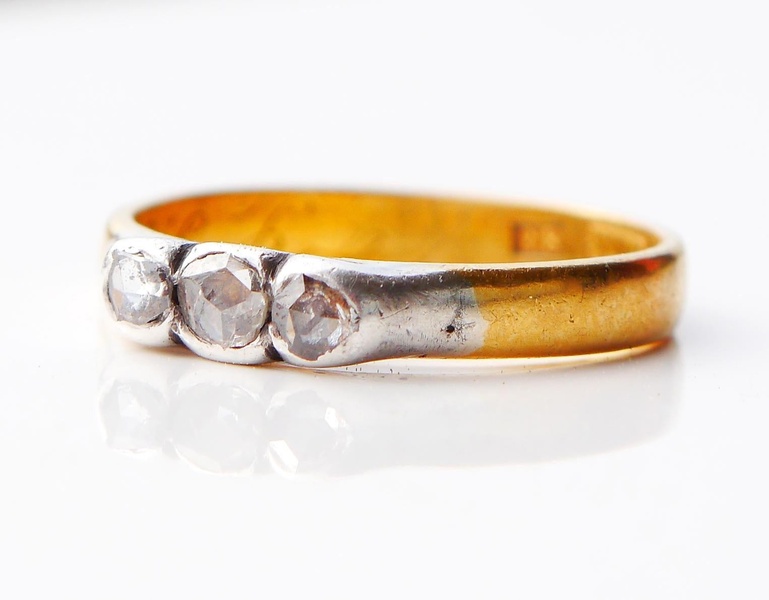 Renaissance Revival 1872 Nordic Ring 0.5 ctw Diamonds solid 23K Gold US 8.25 /4.3g For Sale