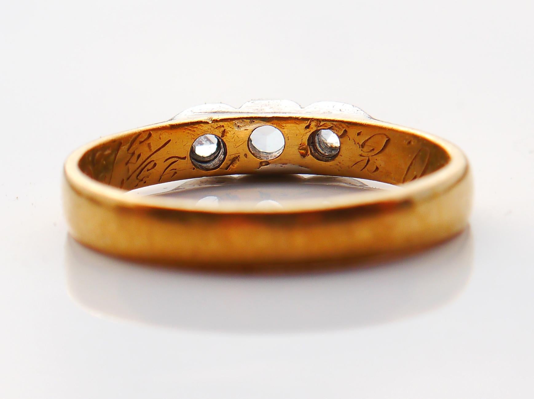 Rose Cut 1872 Nordic Ring 0.5 ctw Diamonds solid 23K Gold US 8.25 /4.3g For Sale