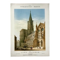 Antique 1872 Strassburg March, Pridham, Large Folio Colour Lithograph, Music Score