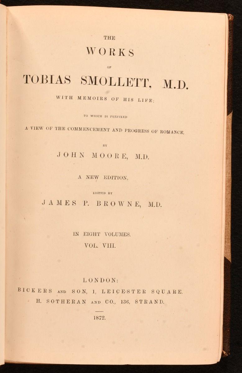 British 1872 The Works of Tobias Smollett With Memoirs of His Life For Sale