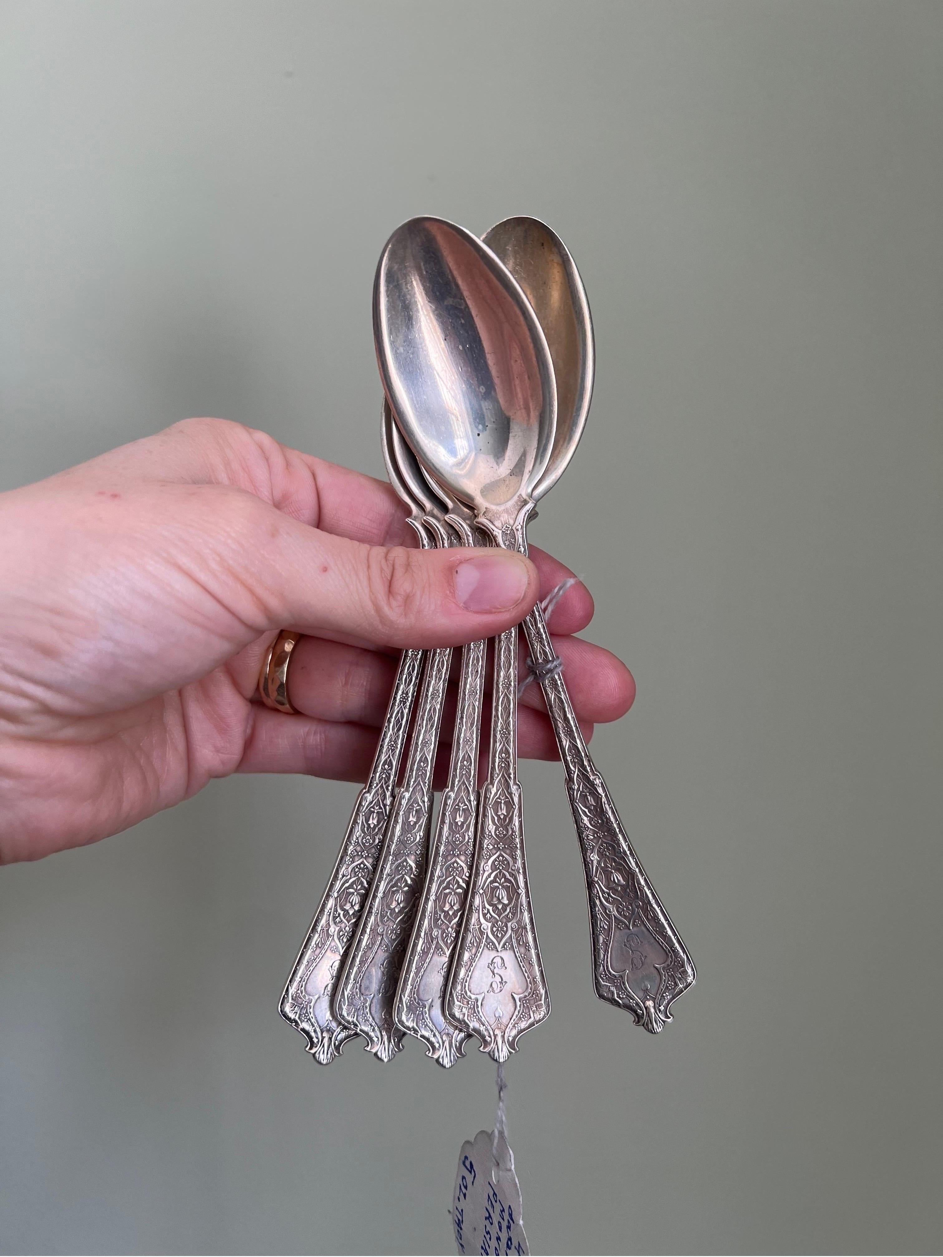1872 Tiffany & Co Persian Patter Ice Cream Spoons  In Good Condition In Brooklyn, NY
