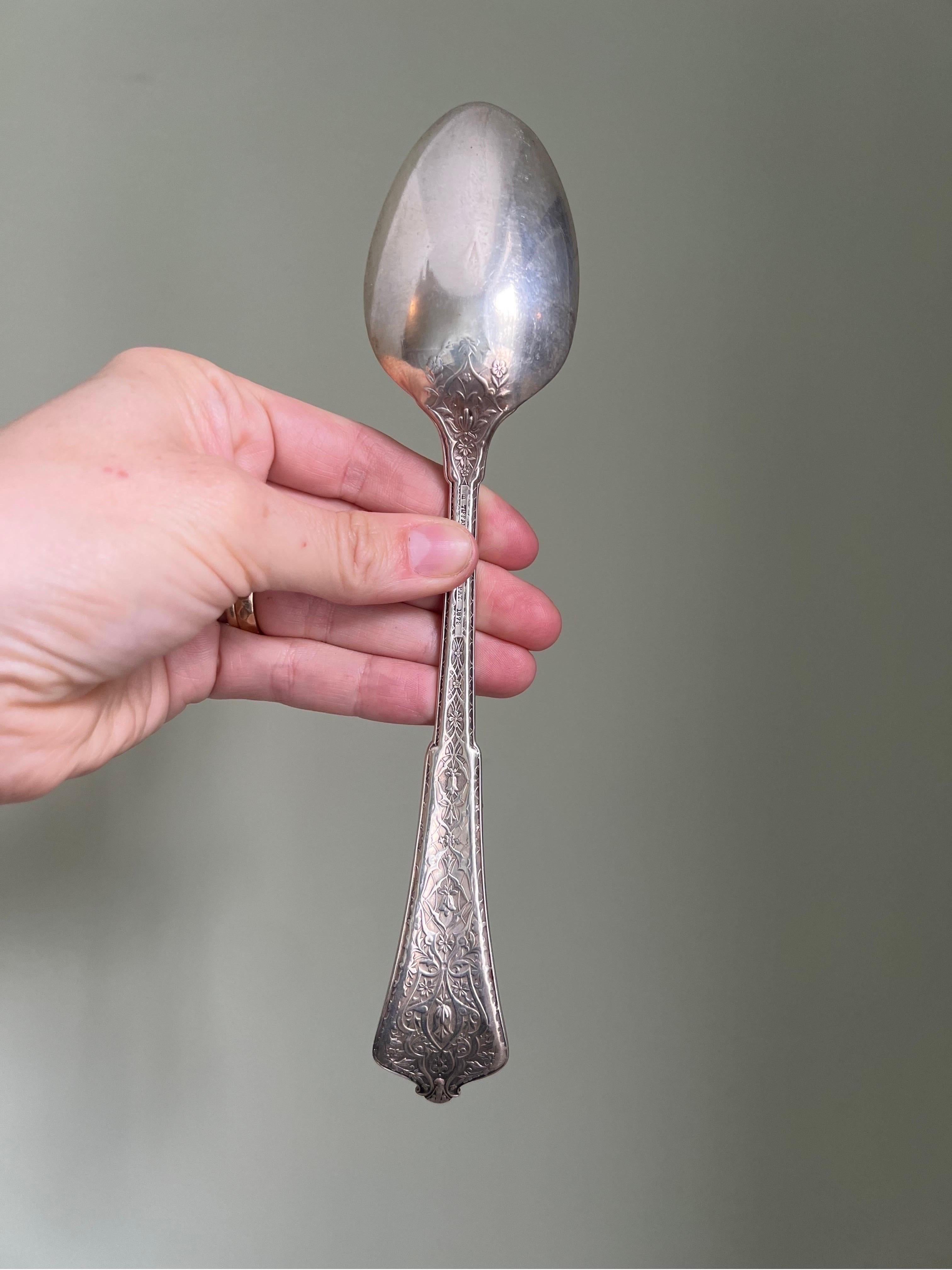 1872 Tiffany & Co Persian Pattern Serving or Large Soup Spoon In Good Condition In Brooklyn, NY