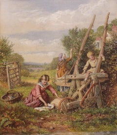 1872 Watercolor Painting "Summertime" by William Lucas