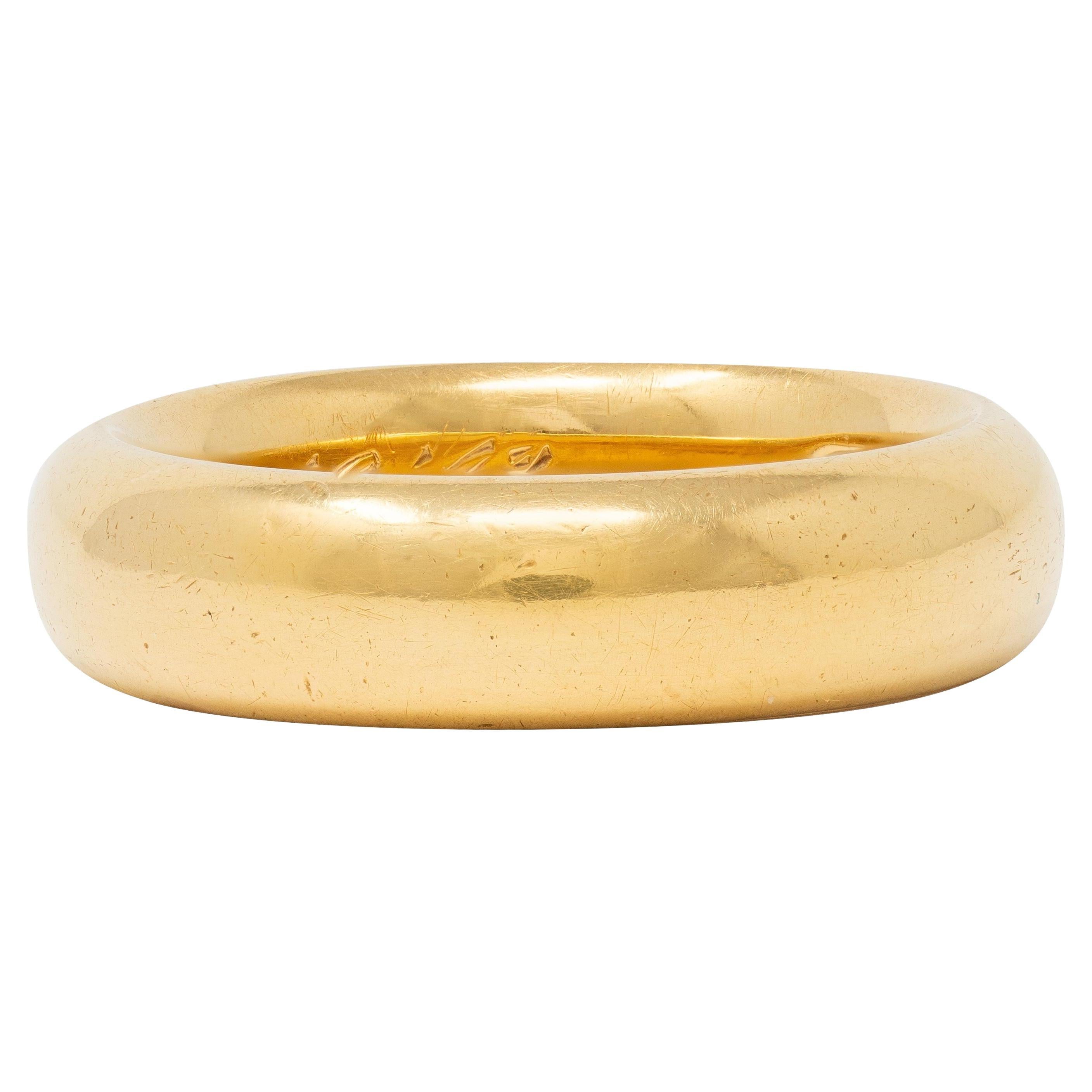 1873 18 Karat Yellow Gold Vintage Wide Wedding Band Ring im Angebot