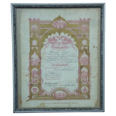 1873, Antique Framed German Taufschein Birth Baptismal Certificate Fraktur