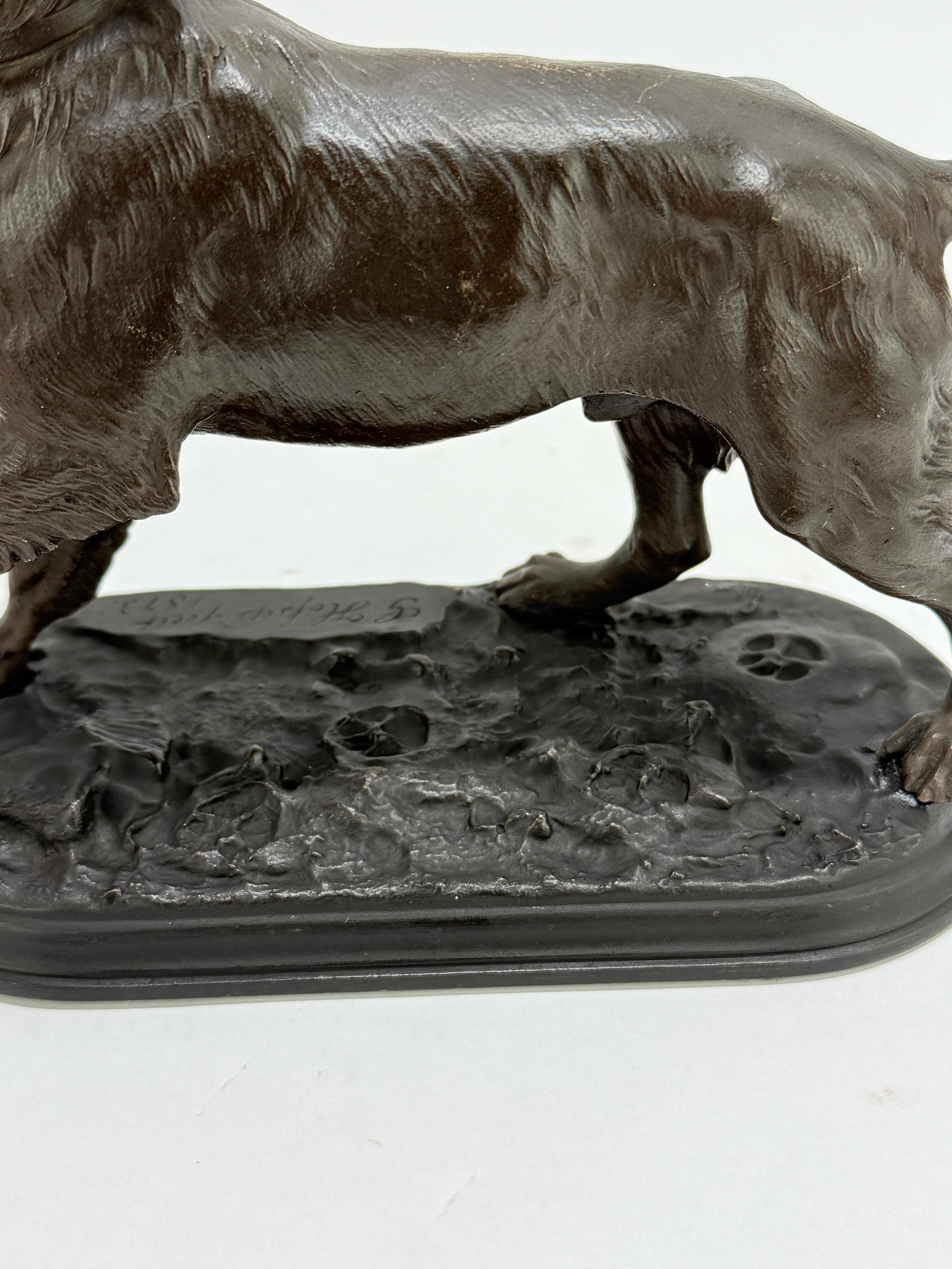 Scultura in bronzo di cane Pointer inglese del 1873, in posizione attenta - Firmata e datata in vendita 1