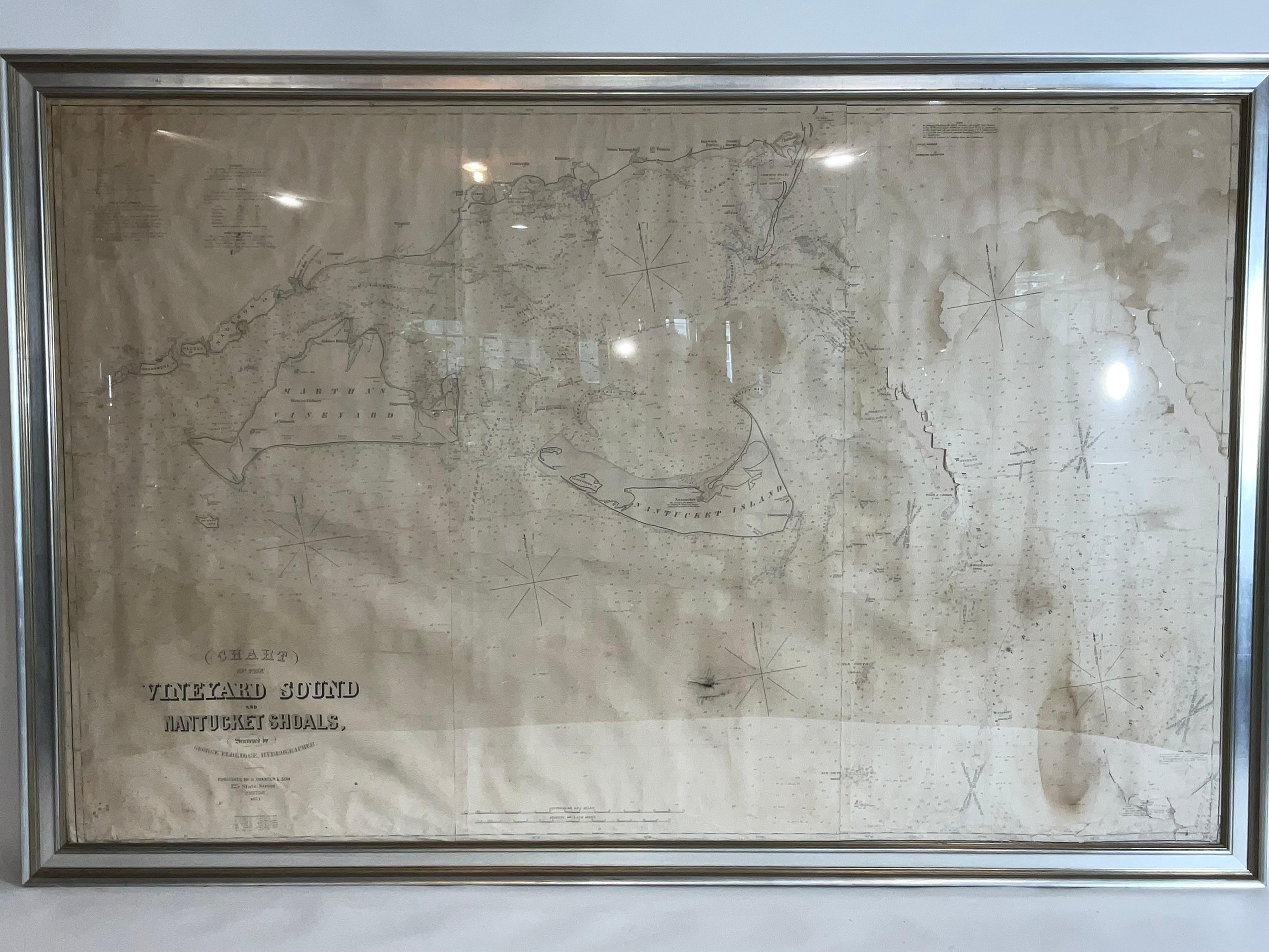 1873 Martha's Vineyard and Nantucket Chart In Good Condition For Sale In Norwell, MA