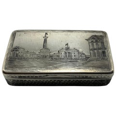 Antique 1873 Russian Silver Niello Snuff Box