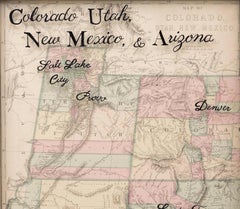 1874 Antique Map of Colorado, Utah, New Mexico, and Arizona