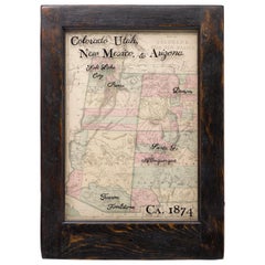 1874 Antique Map of Colorado, Utah, New Mexico, and Arizona