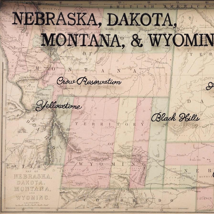 Presented is an original map of Nebraska, Dakota, Montana, and Wyoming from 1874. This authentic map was issued as part of J. Davis Williams’s People’s Pictorial Atlas.

The map uses longitudinal projection lines to accurately reflect the