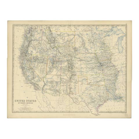 1874 Map of Western United States – Detailed Atlas by Keith Johnston