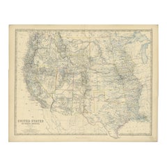 Antique 1874 Map of Western United States – Detailed Atlas by Keith Johnston