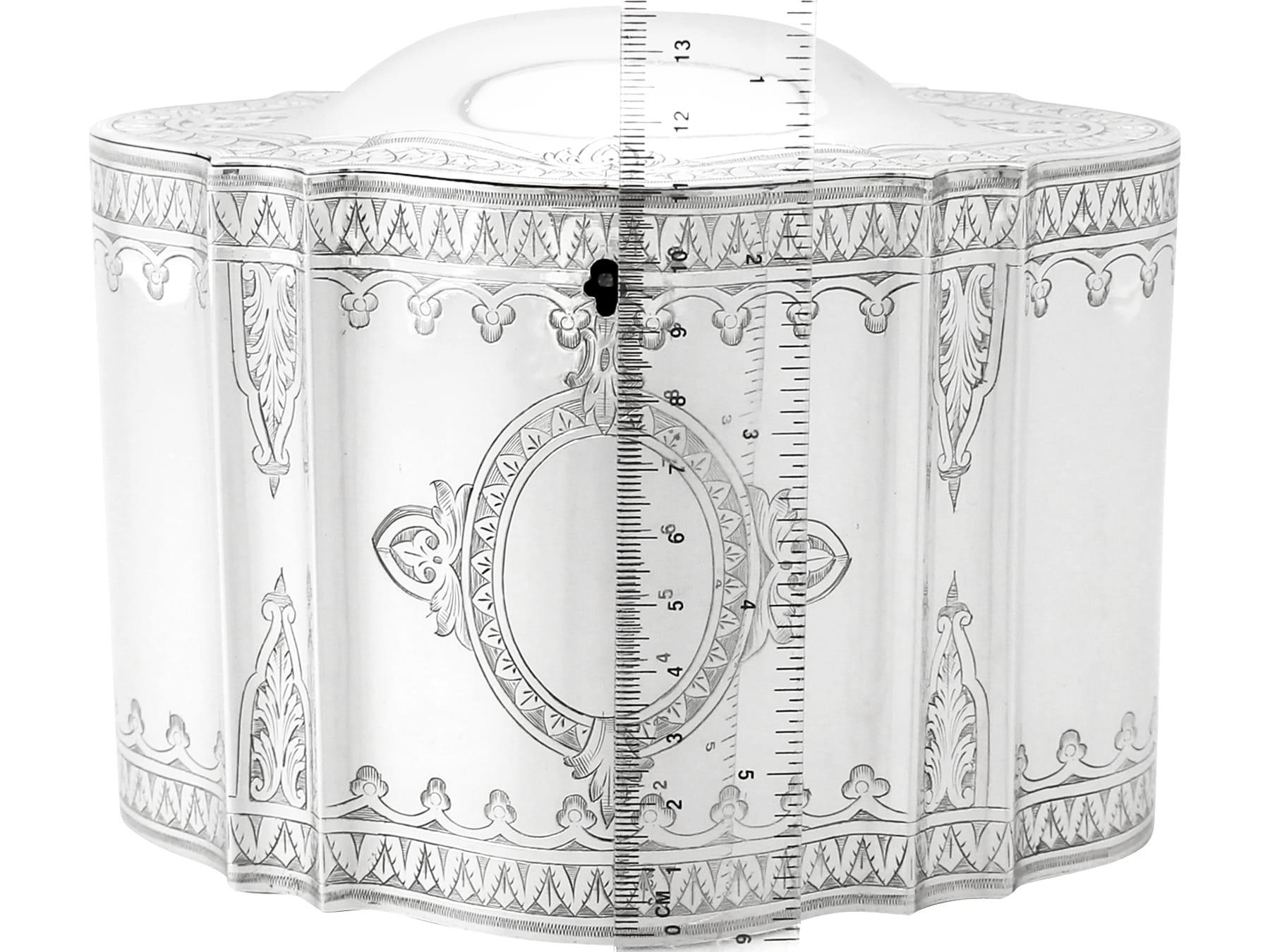 1874 Caja de té victoriana de plata de ley con cierre en venta 5