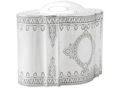 1874 Caja de té victoriana de plata de ley con cierre