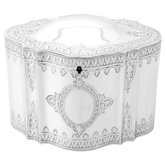 Antique 1874 Victorian Sterling Silver Locking Tea Caddy