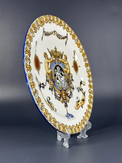 1875, antike, handbemalte französische Schale aus Gien