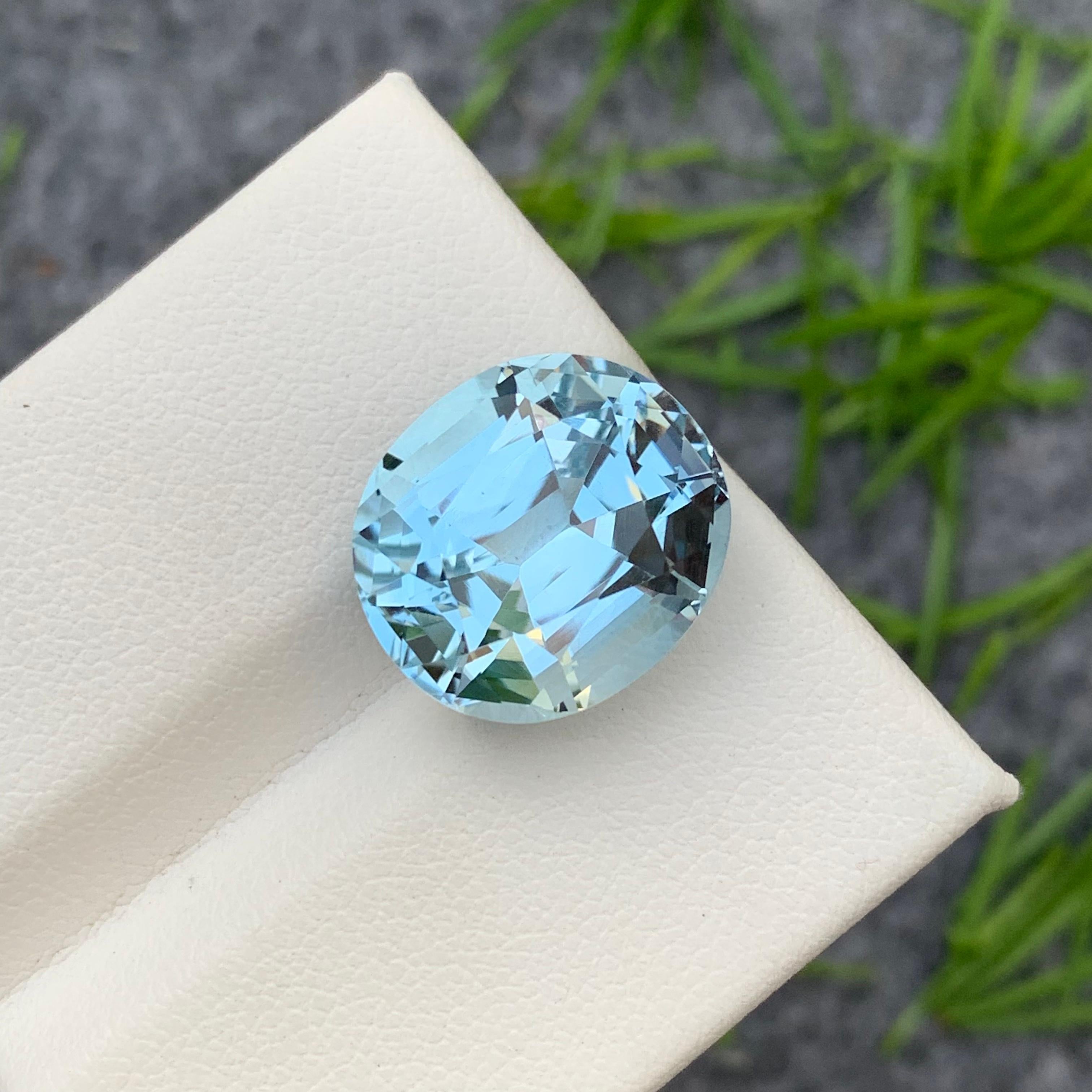 18.75 Carat Faceted Light Blue Topaz Cushion Cut Gemstone from Brazil Mine For Sale 9