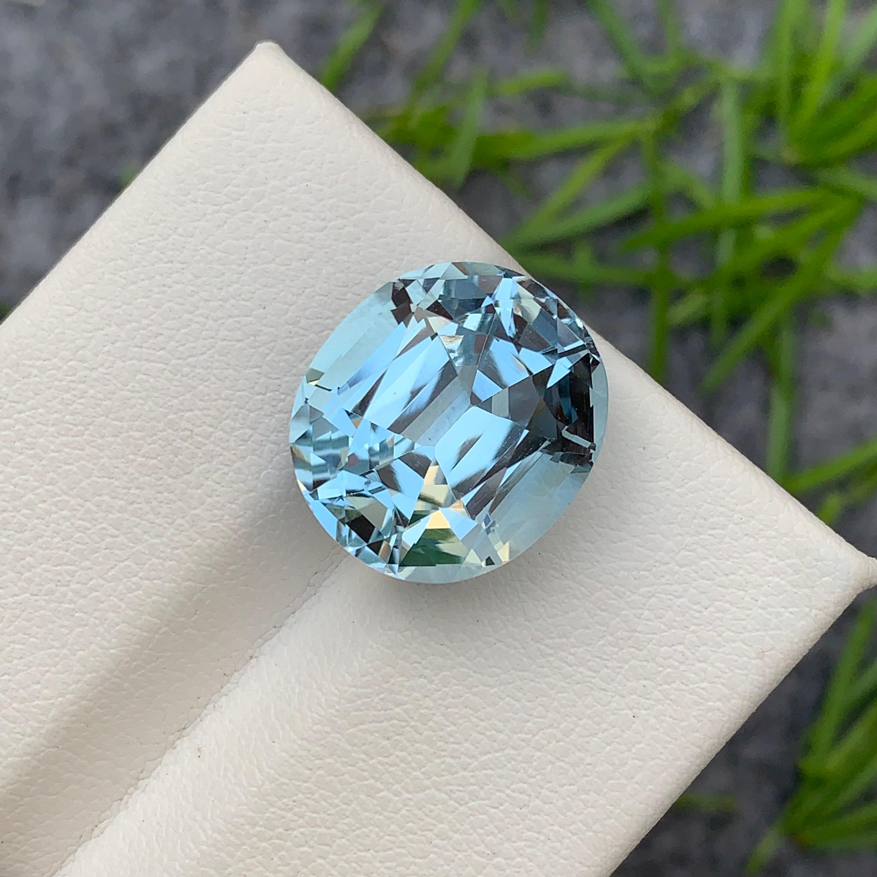 Women's or Men's 18.75 Carat Faceted Light Blue Topaz Cushion Cut Gemstone from Brazil Mine For Sale