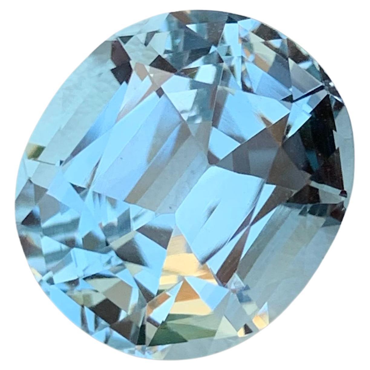 18.75 Carat Faceted Light Blue Topaz Cushion Cut Gemstone from Brazil Mine For Sale