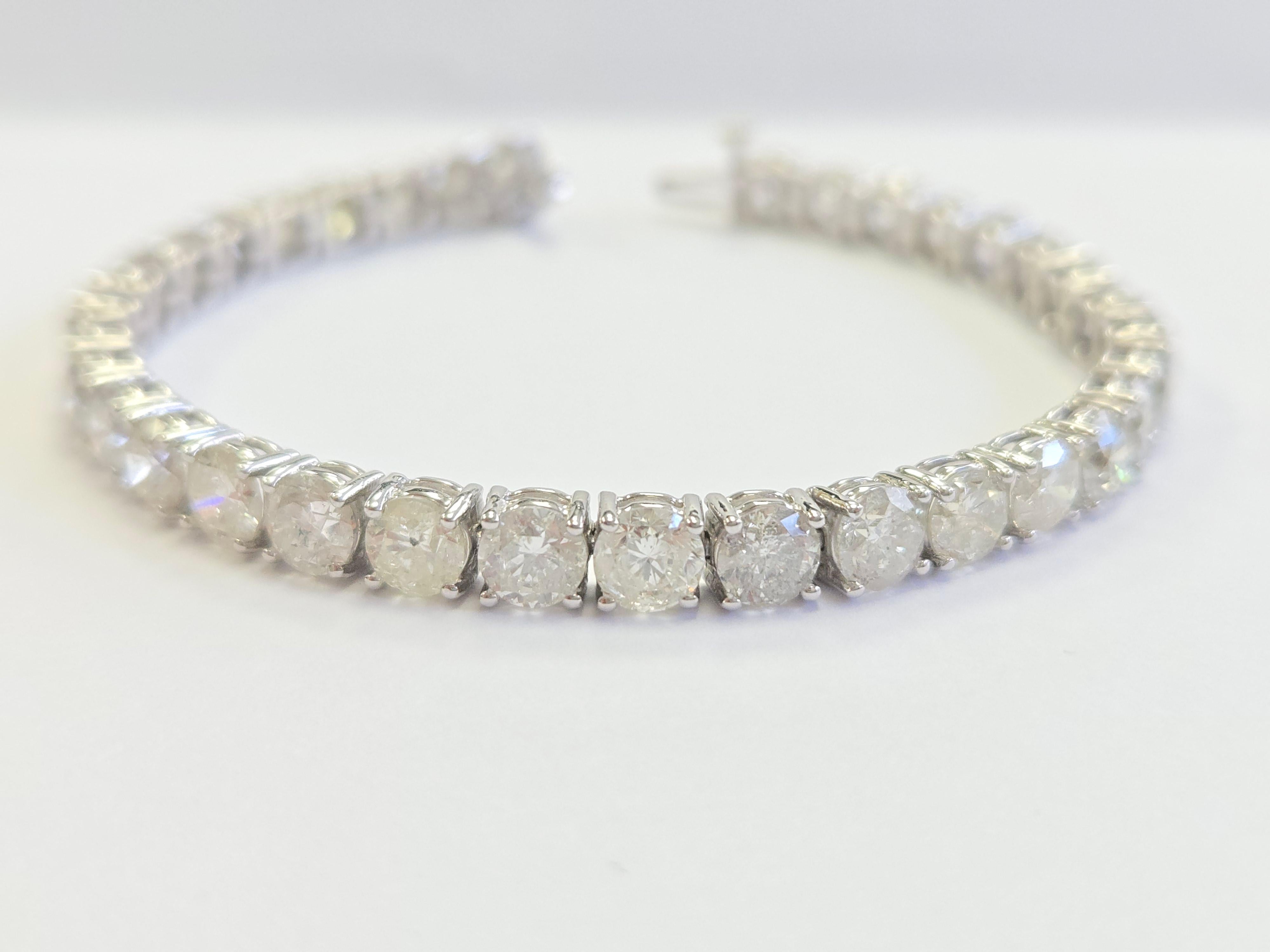Pulsera de tenis con diamantes naturales de 18,75 quilates y oro blanco de 14 quilates Corte brillante en venta