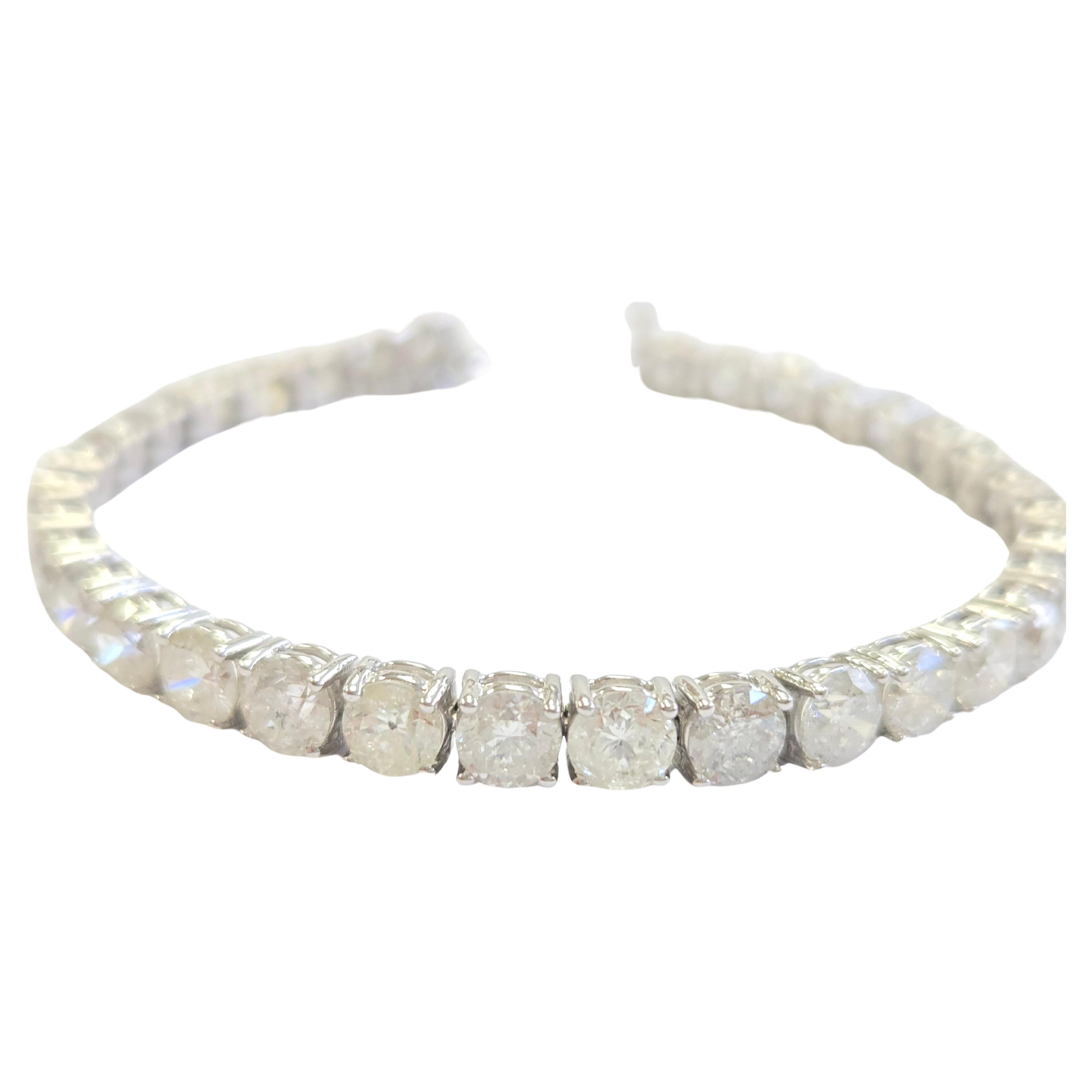 Pulsera de tenis con diamantes naturales de 18,75 quilates y oro blanco de 14 quilates