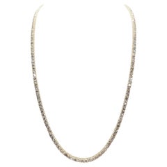 18.75 Carat Round Diamond Tennis Necklace 14 Karat Yellow Gold 20''