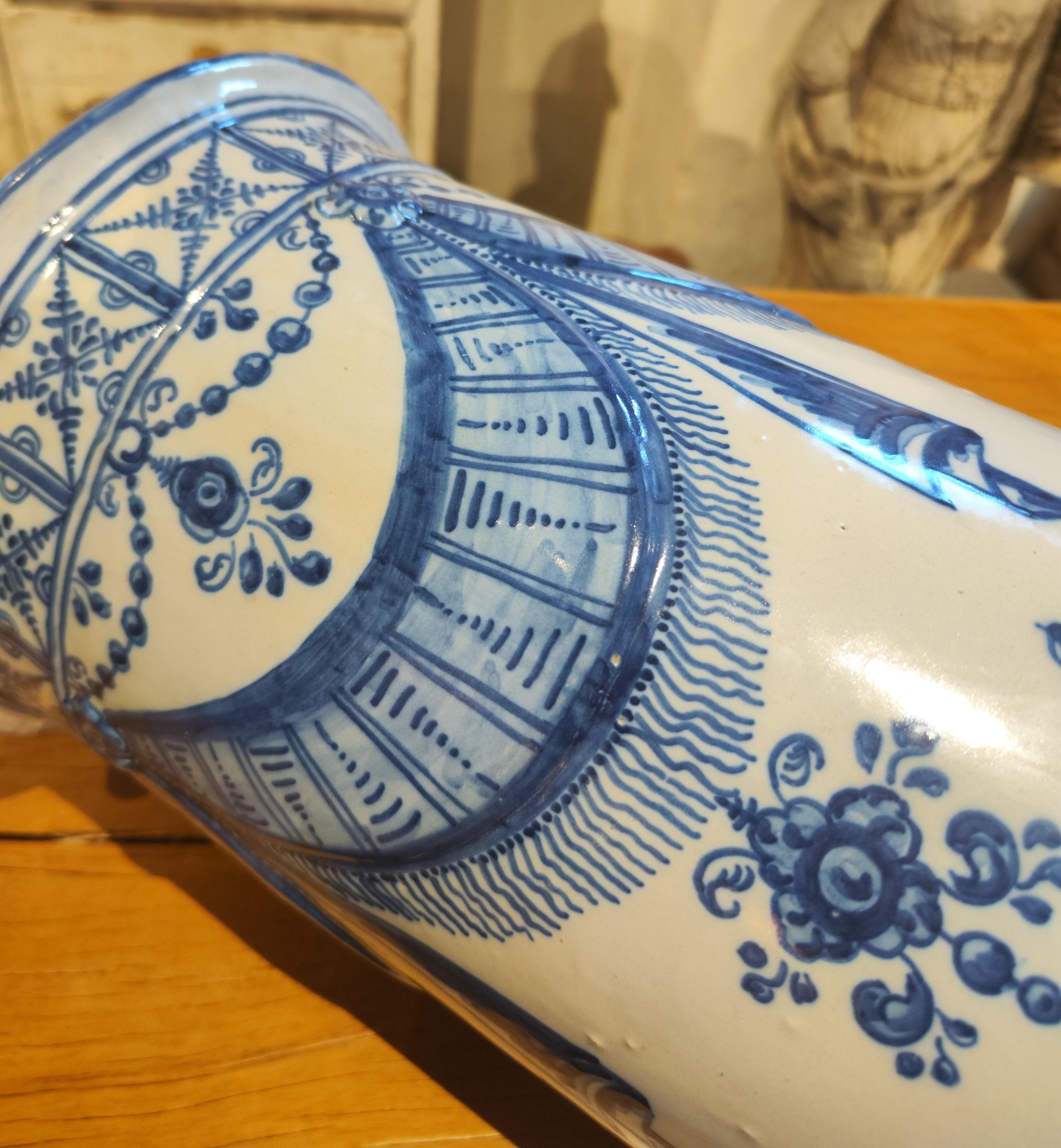 Glazed 1875´s Talavera Ceramics Signed on the Base with Garland Decoration For Sale